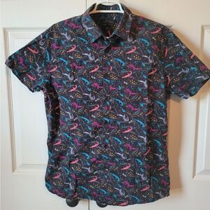 Marc Anthony luxury slim fit men's short sleeve button up‎ crocodile shirt